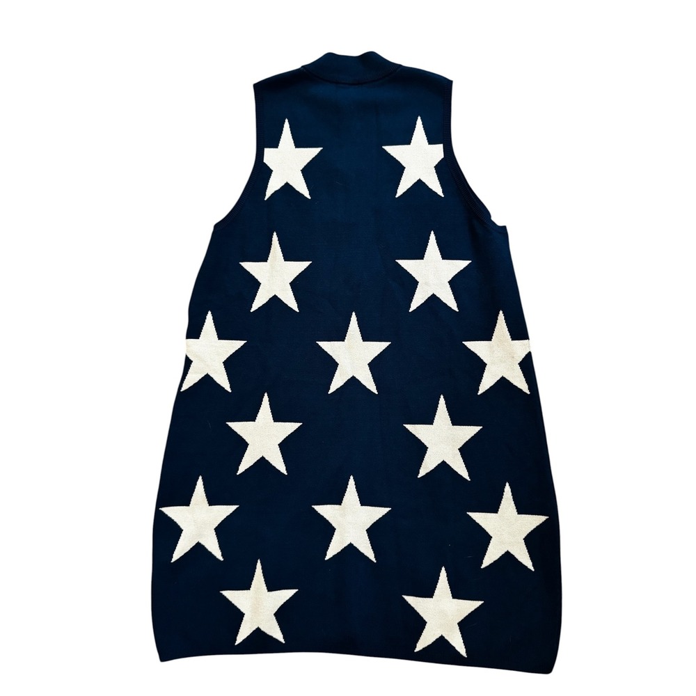 Show Me Your Mumu Zoe Zip Dress XL Navy Blue White Star Print Mock Neck New - Picture 6 of 12